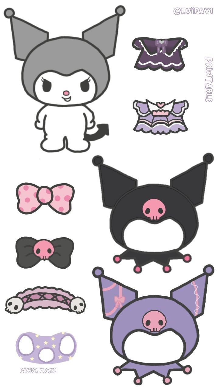 Kuromi para vestir: 4 plantillas para recortar y armar al personaje de Sanrio