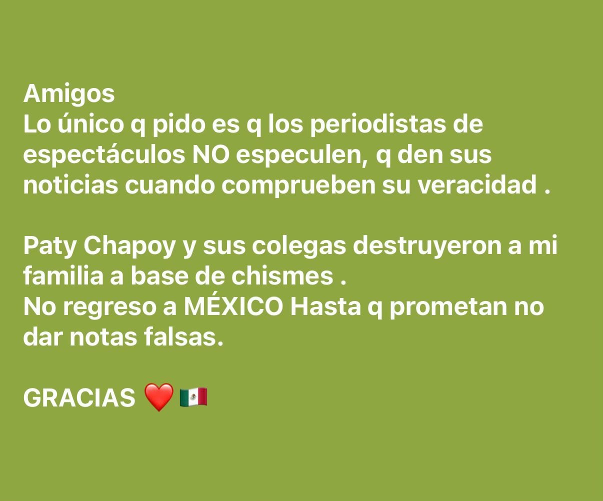 Aleks Syntek arremete contra Pati Chapoy por inventarle cosas.