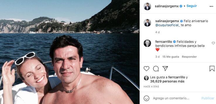 Jorge Salinas y Elizabeth Álvarez celebran su aniversario de bodas