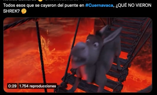 Meme del puente en Paseo Ribereño en Cuernavaca.