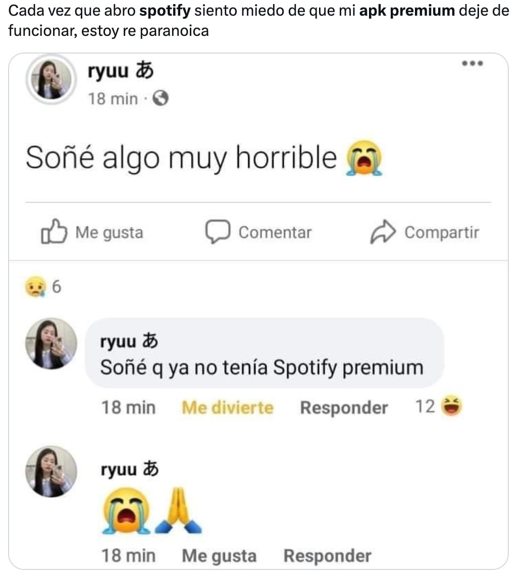 Memes de la caída de Spotify Premium APK