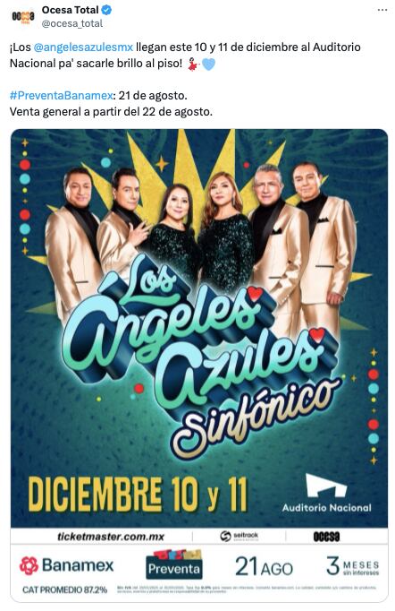 Conciertos de Los Ángeles Azules en el Auditorio Nacional