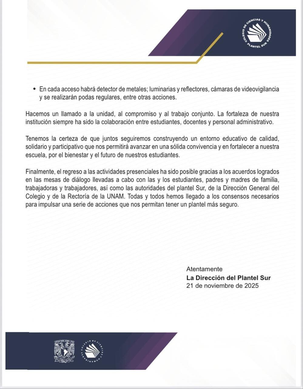 CCH Sur anuncia su regreso a clases presenciales: estas son las fechas por semestre