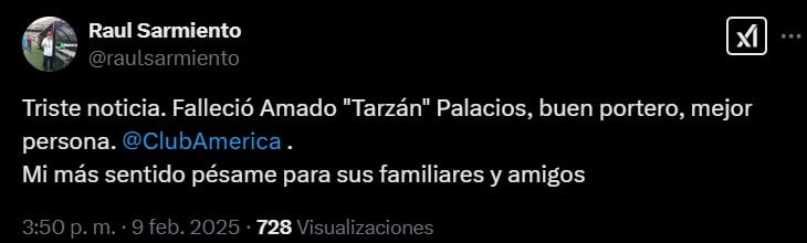 Muere Amado Palacios, portero mexicano