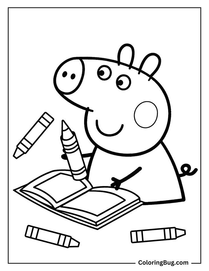 Dibujos de Peppa Pig de graduación para colorear