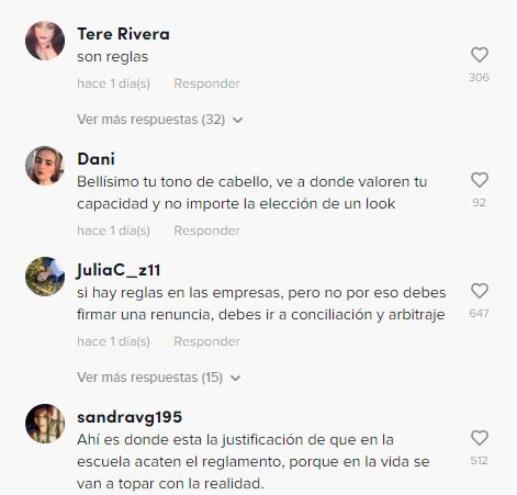 Reacciones en TikTok a la mujer que fue despedida por su color de pelo