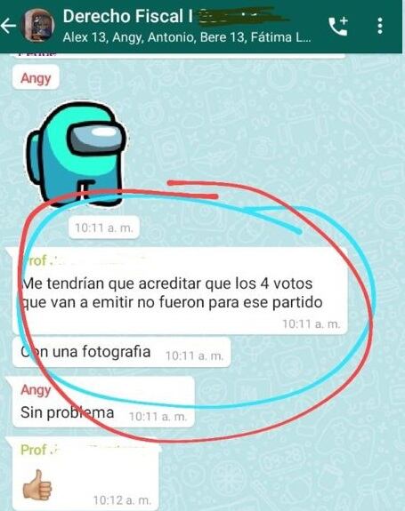 Mensaje de profesor