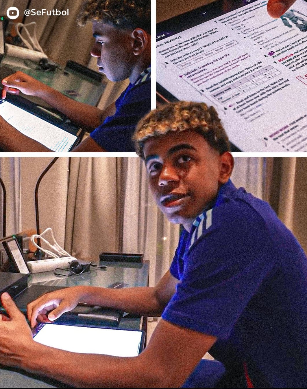 Lamine Yamal estudiando para su examen de la ESO