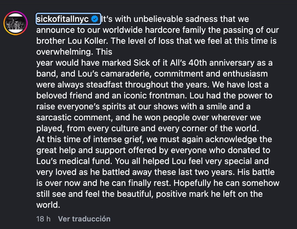 Comunicado de Sick of it all