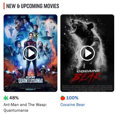 Cocaine Bear obtiene un 100% en Rotten Tomatoes, superando a Ant-Man and the Wasp: Quantumania con su 48%