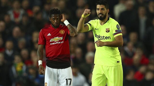 Suárez celebra la victoria culé ante el United