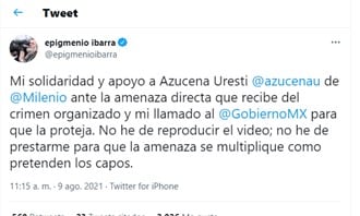 Epigmenio Ibarra se solidariza con Azucena Uresti por amenaza