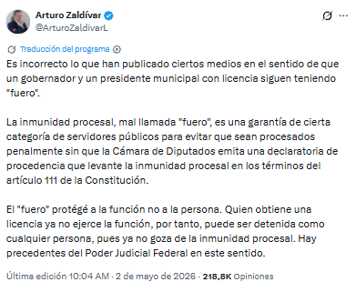 Fuero de Rubén Rocha