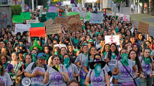 Protesta a favor de la despenalización del aborto.