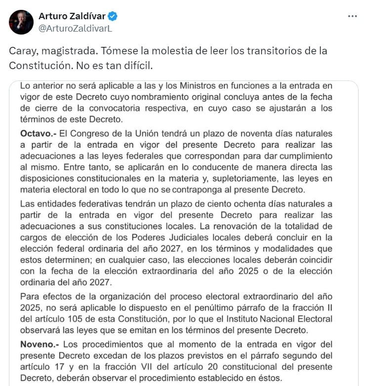 Pelea en X entre Arturo Zaldívar y magistrada María Emilia Molina
