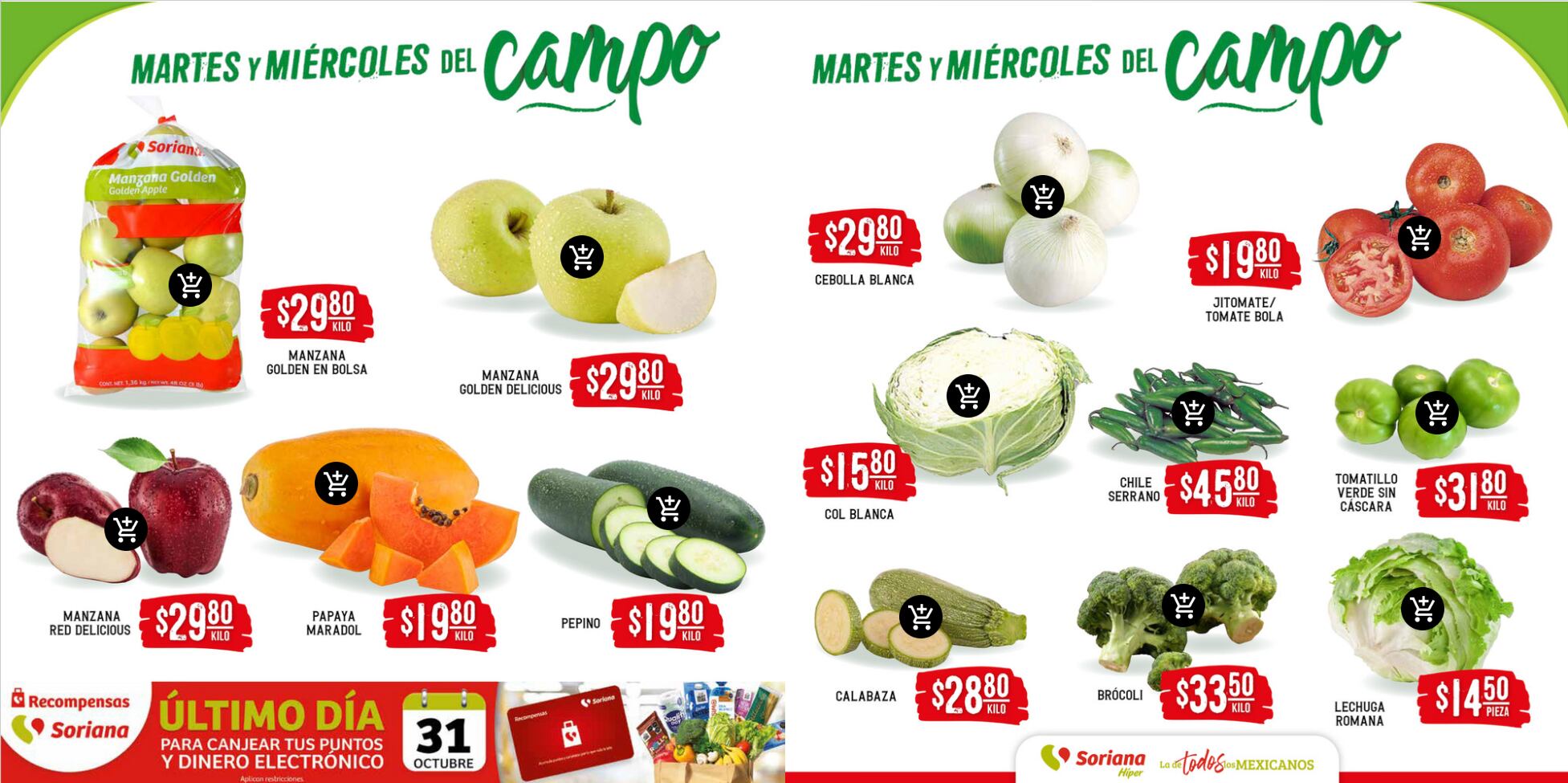 Martes y Miércoles del Campo en Soriana del 24 y 25 de octubre, estas ofertas estarán disponibles en alguna sucursal de Soriana.