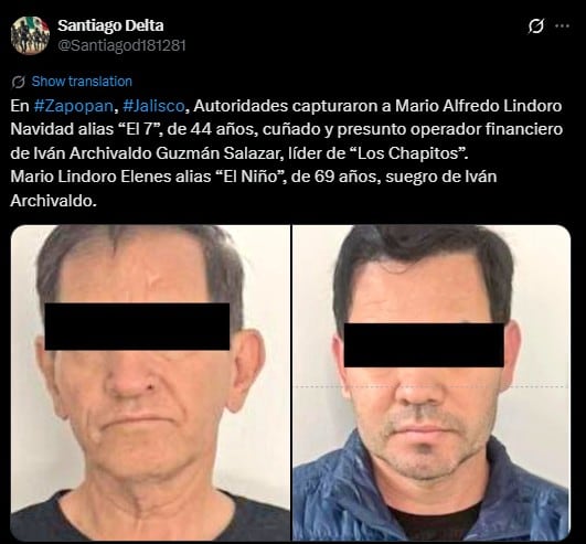 Detienen a dos personas vinculadas a Los Chapitos