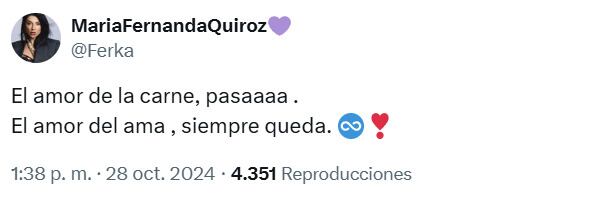 Ferka comparte amoroso mensaje en X y aseguran que es una indirecta para Serrath