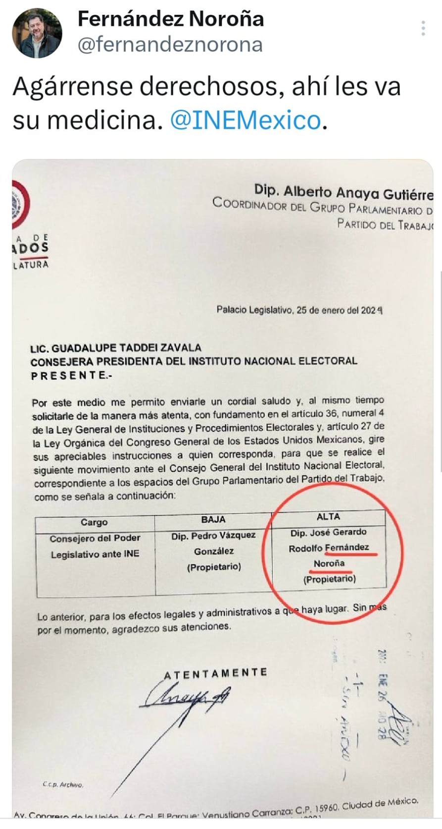 Gerardo Fernández Noroña lanza amenaza a los de derecha