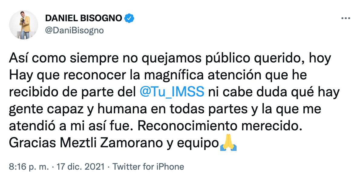 Tuit de Daniel Bisogno