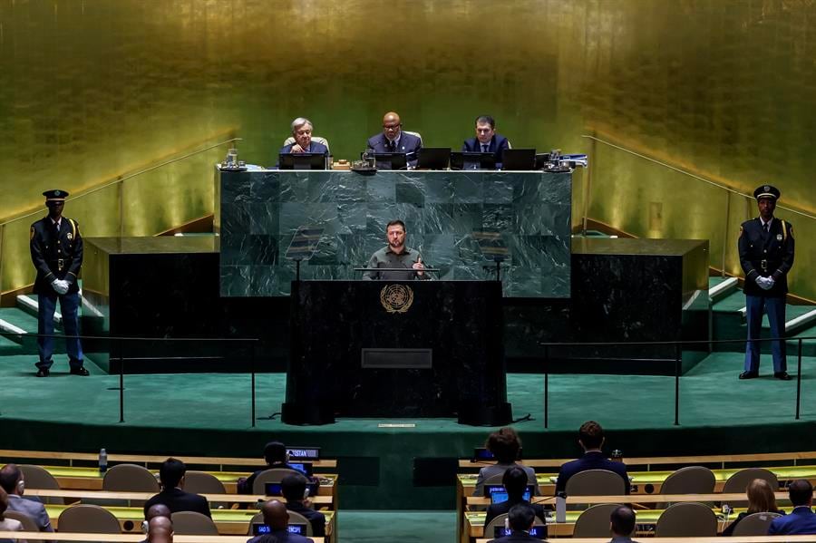 Volodímir Zelenski acusa a Rusia de genocidio en la Asamblea General de la ONU