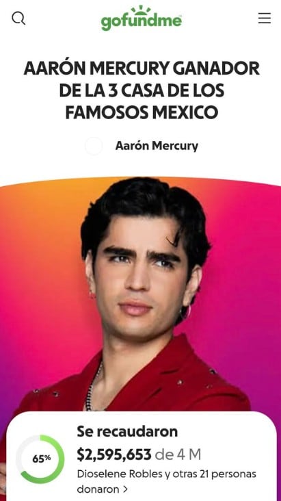 GoFundMe presuntamente para apoyar a Aaron Mercury