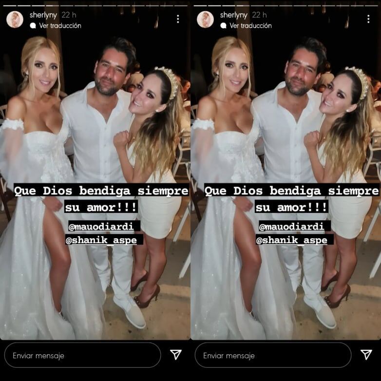 Sherlyn en la ceremonia de renovación de votos de Shanik Aspe.