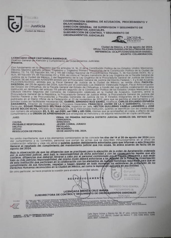 La Fiscalía CDMX y de Chihuahua ya habían trabajado en conjunto
