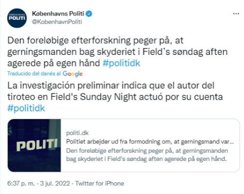 Detienen a un sospechoso por el tiroteo en Copenhague