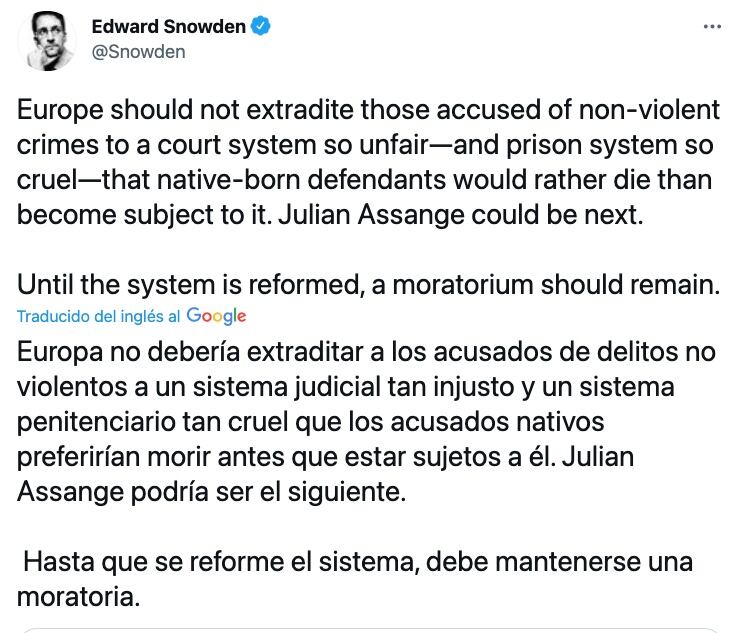 Edward Snowden sobre Julian Assange
