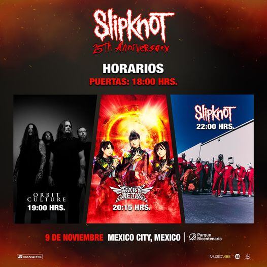 Concierto de Slipknot, Babymetal y Orbit Culture en Parque Bicentenario
