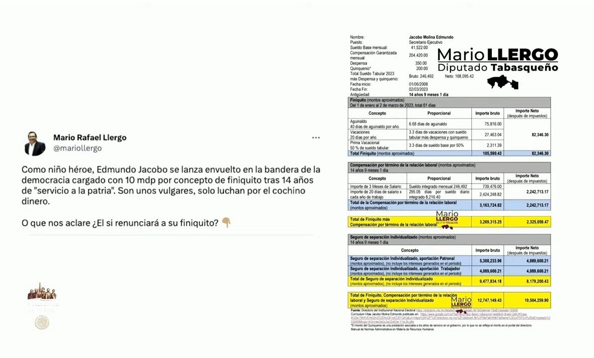 AMLO exhibe finiquito que Edmundo Jacobo tras su renuncia al INE