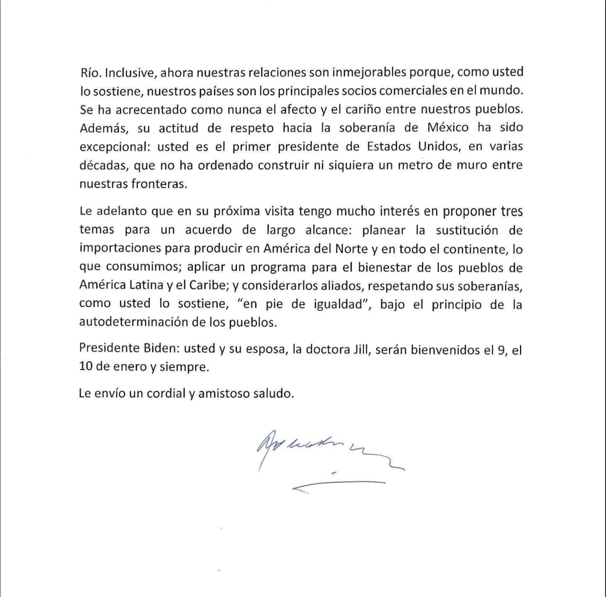 Joe Biden celebra 200 años de relaciones entre México y Estados Unidos con carta para AMLO