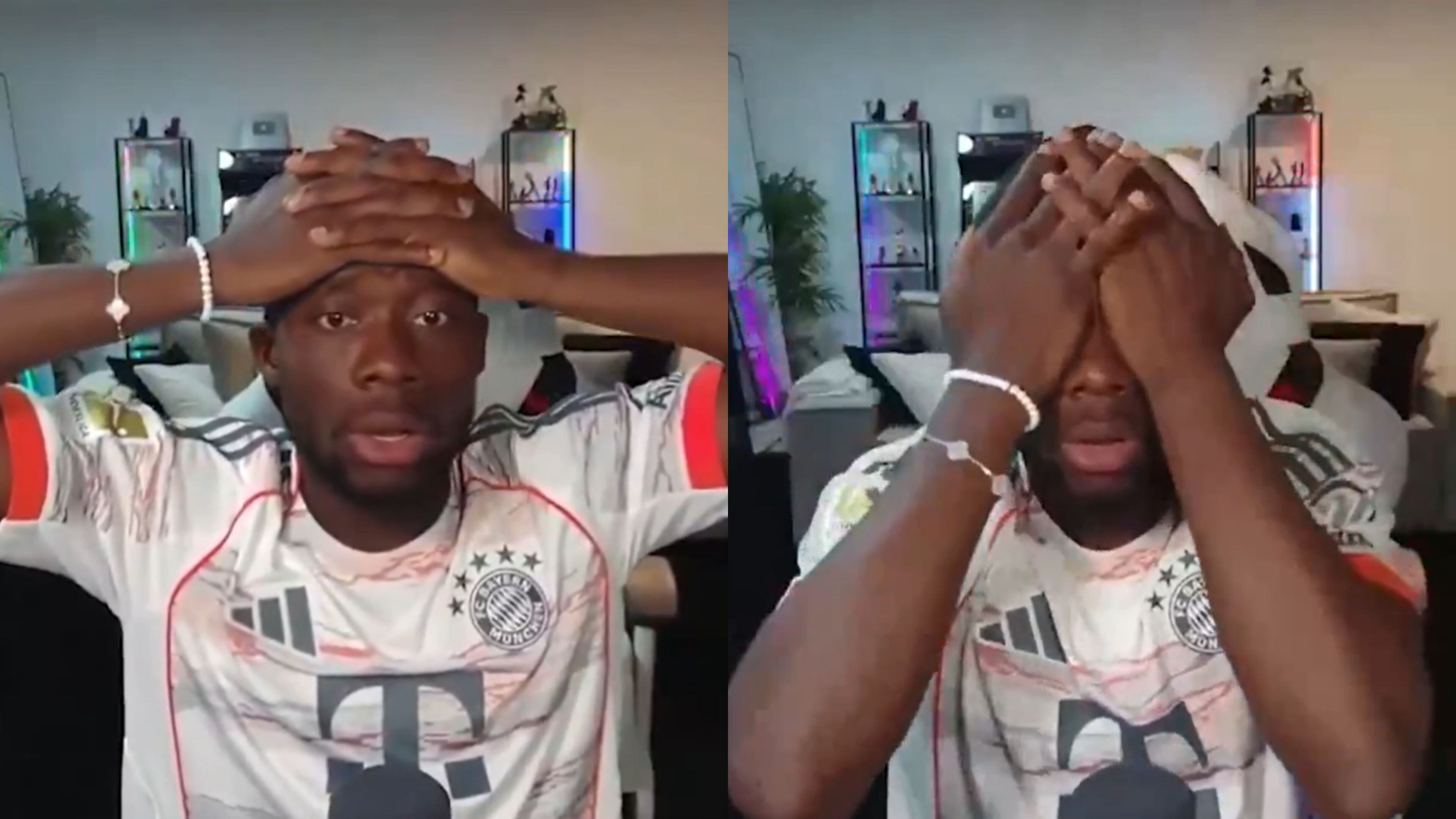 ¡Casi llora! La insólita reacción de Alphonso Davies a la fractura de Jamal Musiala en pleno streaming
