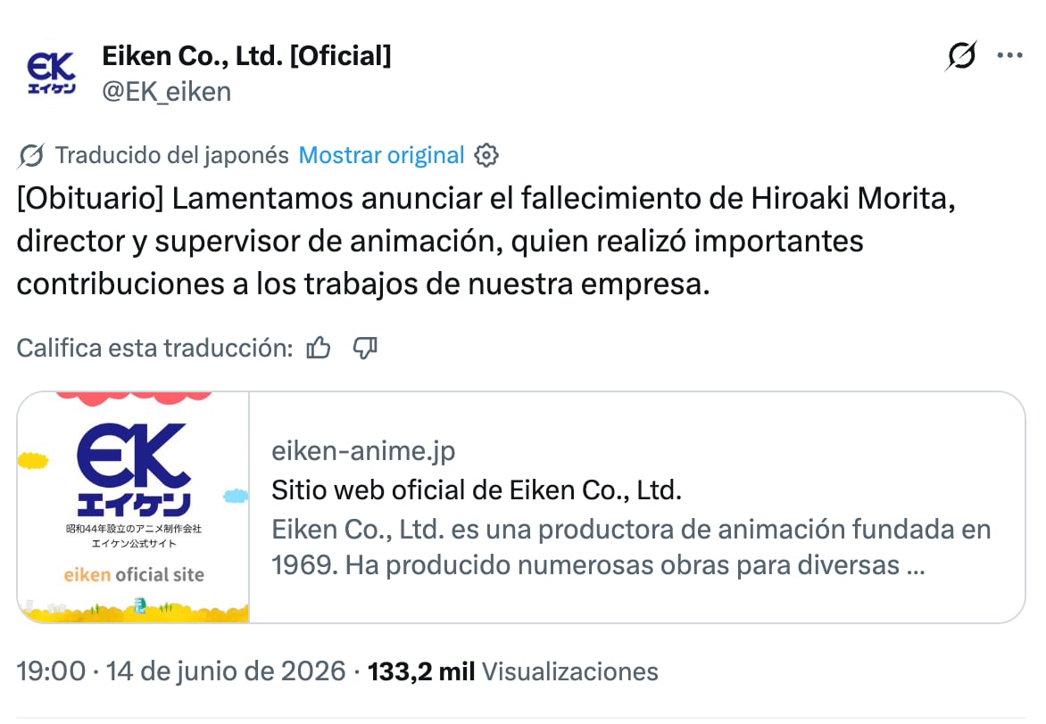 Muere Hiromitsu Morita, artista del anime como Astroboy y Cardcaptor Sakura