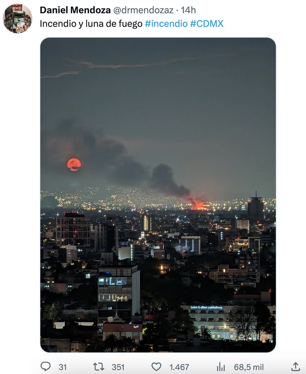 Aseguran que la Luna se vio diabólica con el Incendio Central de Abastos