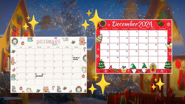 Calendario diciembre 2024 para imprimir