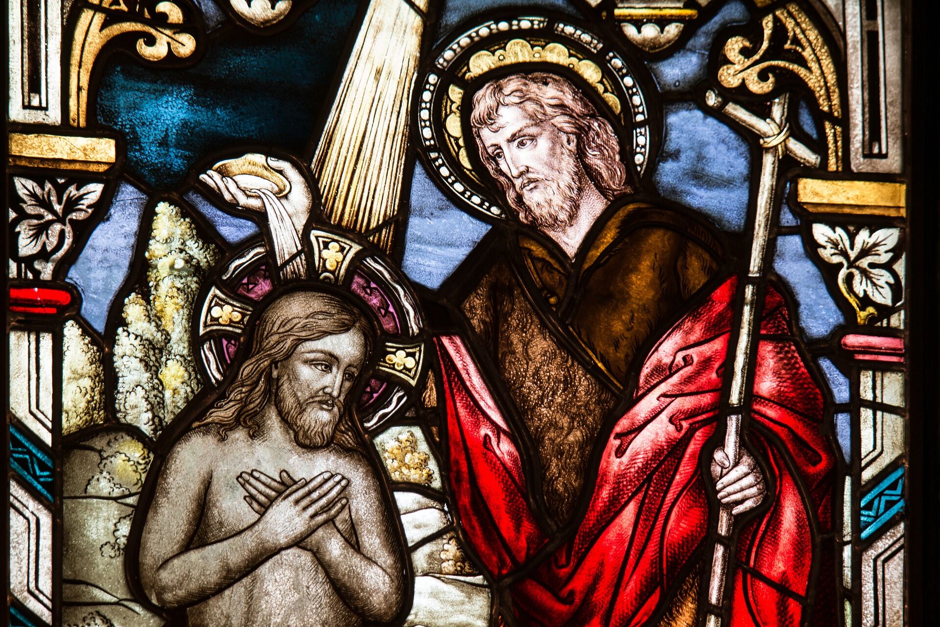 Vitral bautismo de Jesús, Juan Bautista