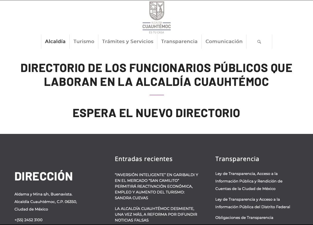 Directorio de la alcaldía de Cuauhtémoc