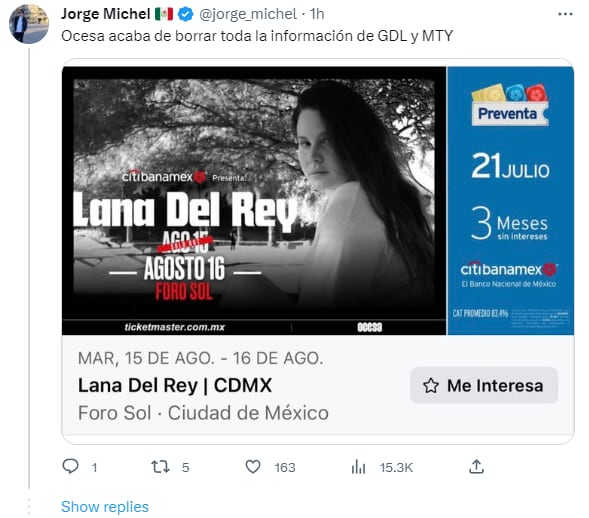 Reacción a la cancelación de dos fechas de conciertos de Lana del Rey en México