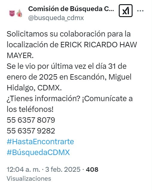 Erick Haw Mayer periodista desaparecido