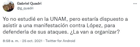 Gabriel Quadri dice que defendería a la UNAM