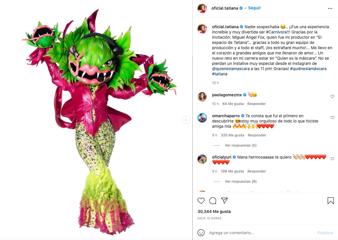 Tatiana se despide de 'Carnívora' en ¿Quién es la Máscara 2021?