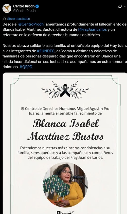Blanca Martínez, defensora de derechos humanos