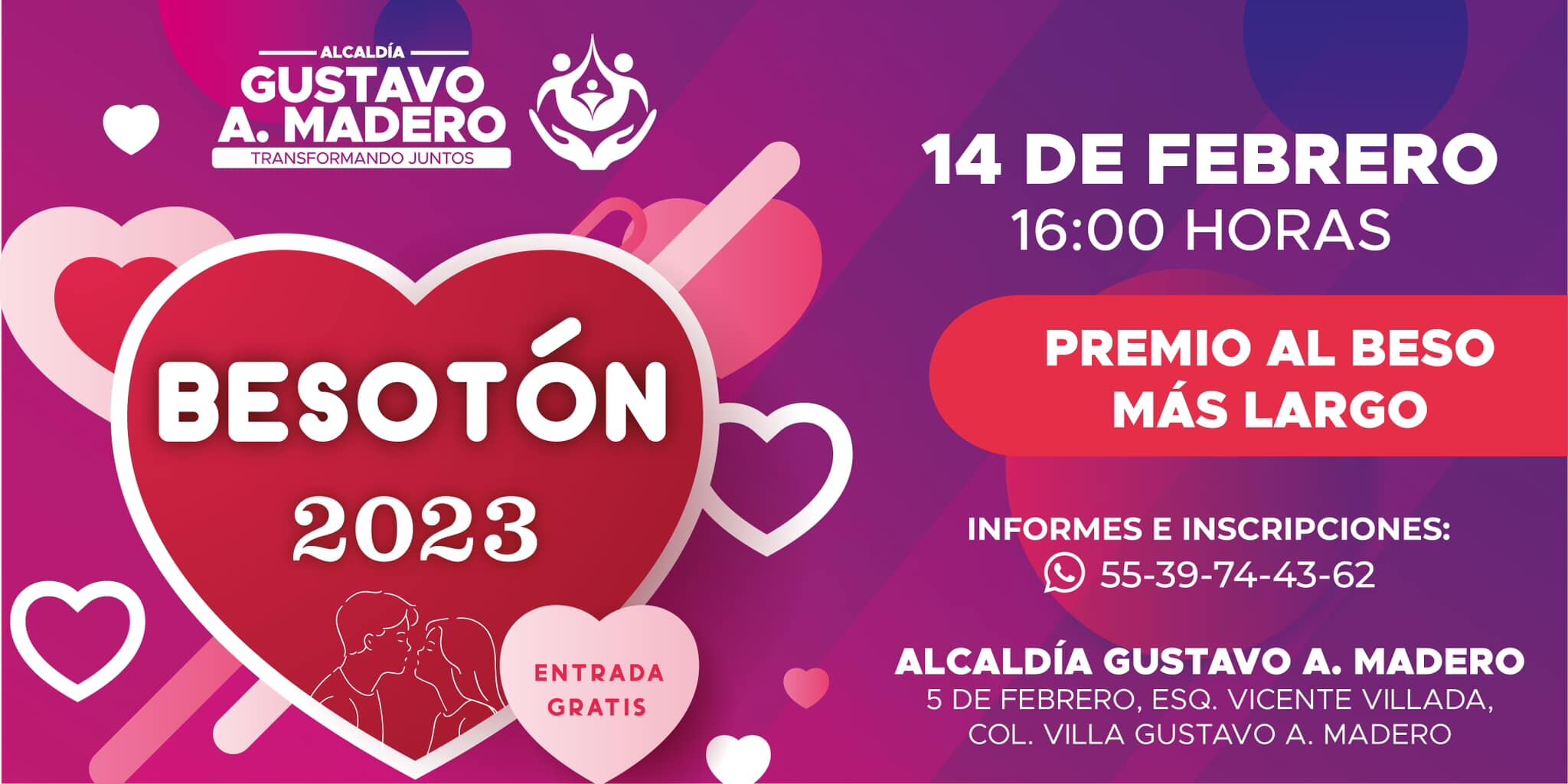 La GAM organiza el Besotón 2023 por el 14 de febrero.