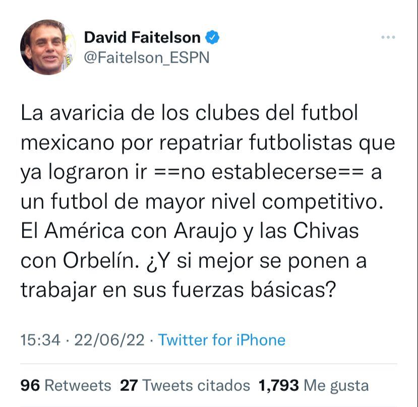 David Faitelson tundió a Chivas y América por falta de 'trabajo' en sus fuerzas básicas.