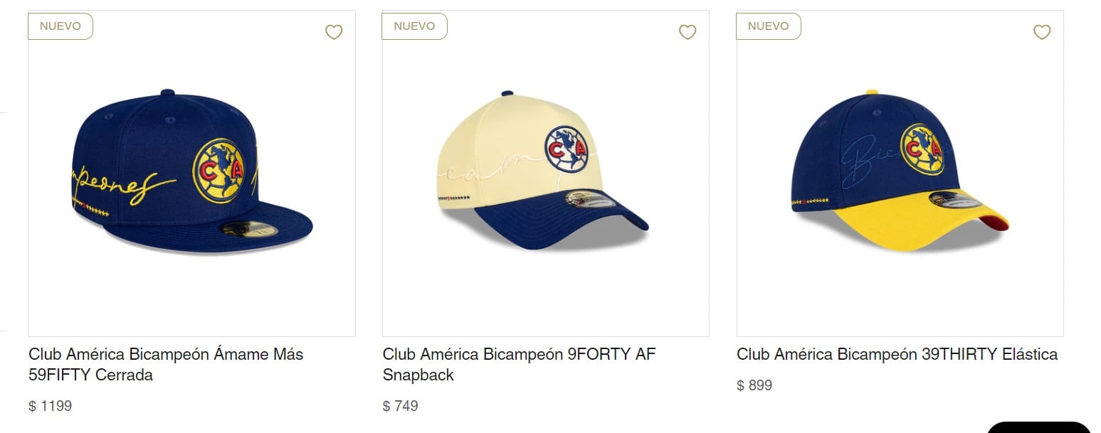 Precio de la colección del Club américa con New Era.