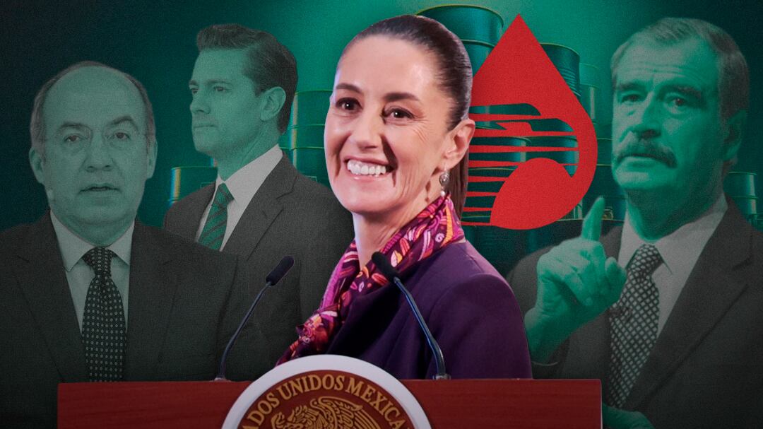 Claudia Sheinbaum tunde a ex presidentes Vicente Fox, Felipe Calderón y Enrique Peña Nieto por sobreexplotar y endeudar a Pemex
