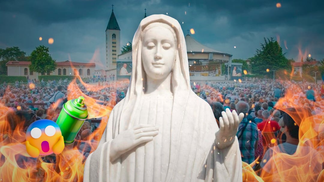 Atacan santuario de la Virgen María en Medjugorje; vandalizan imágenes y provocan incendio