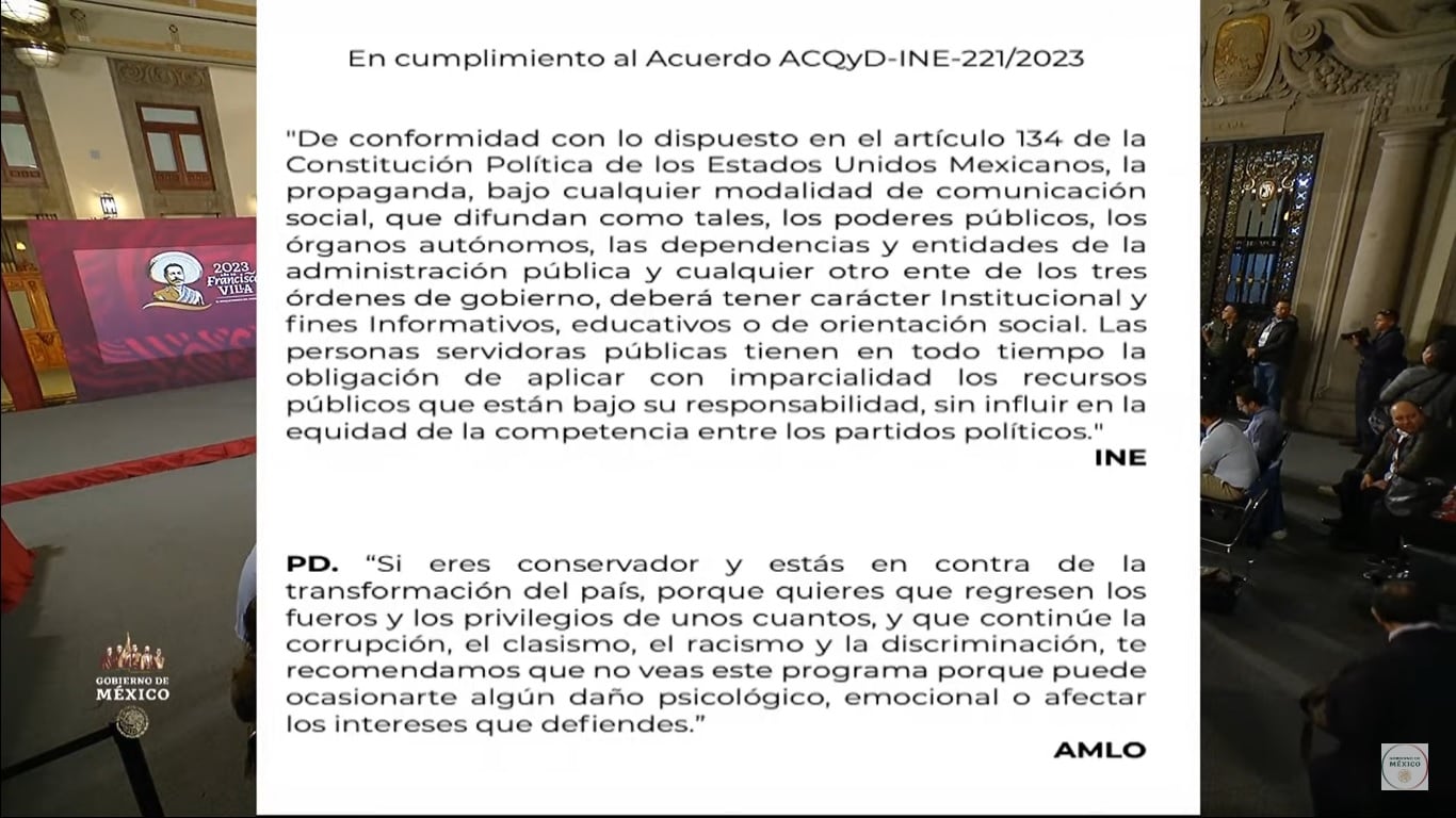Mensaje al inicio de la conferencia mañanera de AMLO